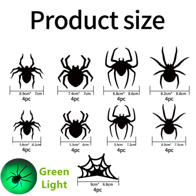 Scary LED Halloween Decorations Glowing Bats And Spider 3D Wall Stickers For Haunted House Party In 10