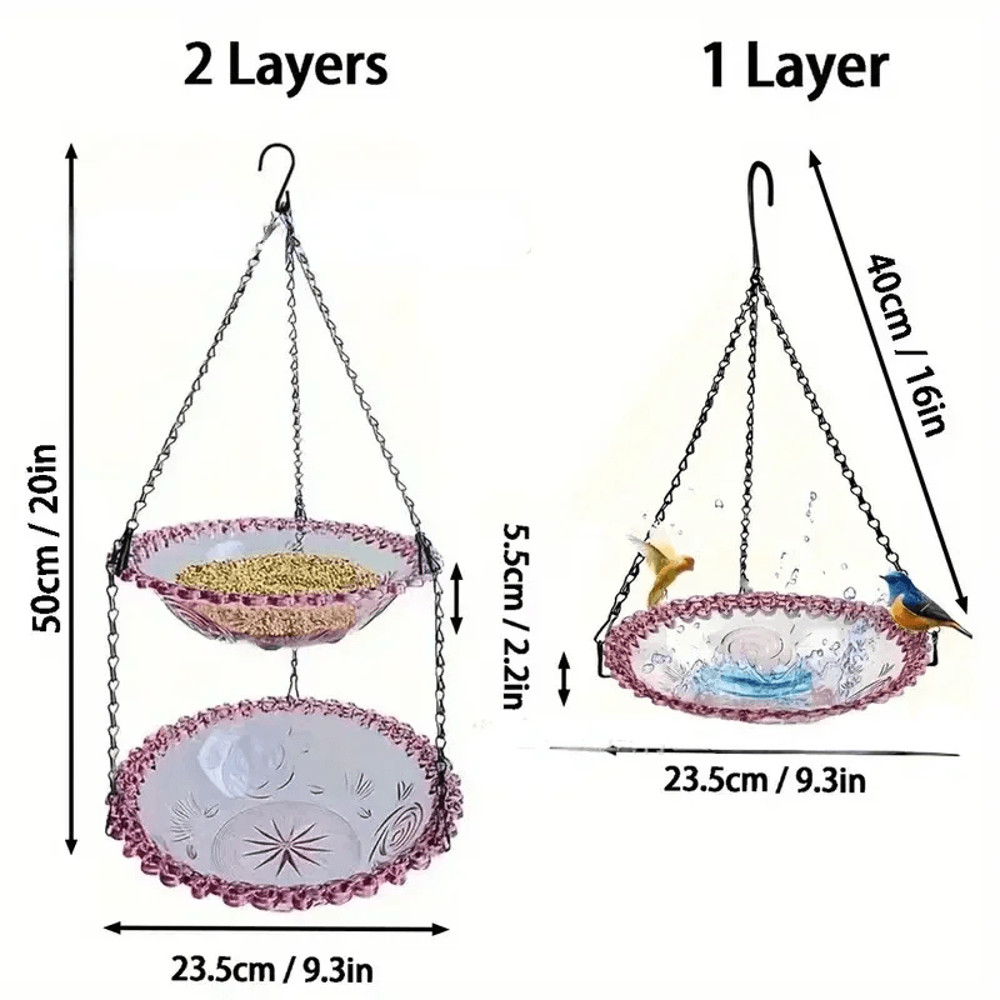 2in1 Hanging Bird Bath And Feeder Colorful Flower Shape For Attracting Hummingbirds To Your Garden