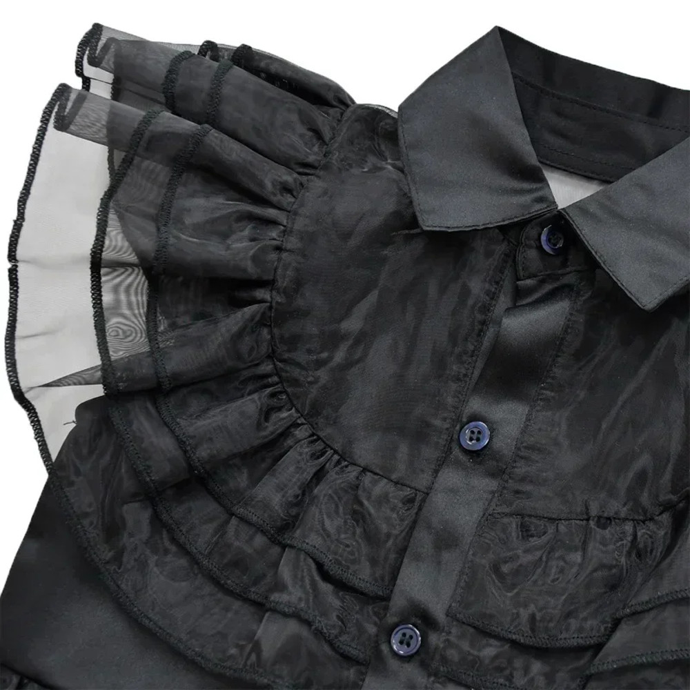 Girls Wednesday Addams Costume Complete Kit Kids Halloween Party Dress With Wig  Accessories For Co 2