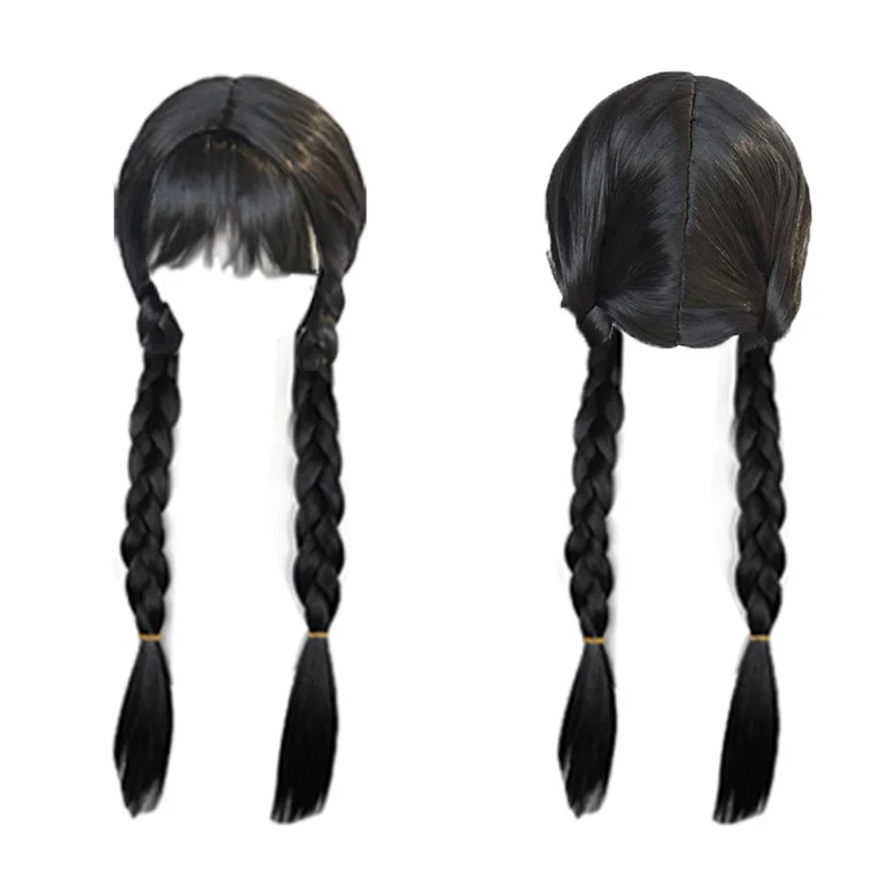 Girls Wednesday Addams Costume Complete Kit Kids Halloween Party Dress With Wig  Accessories For Co 5