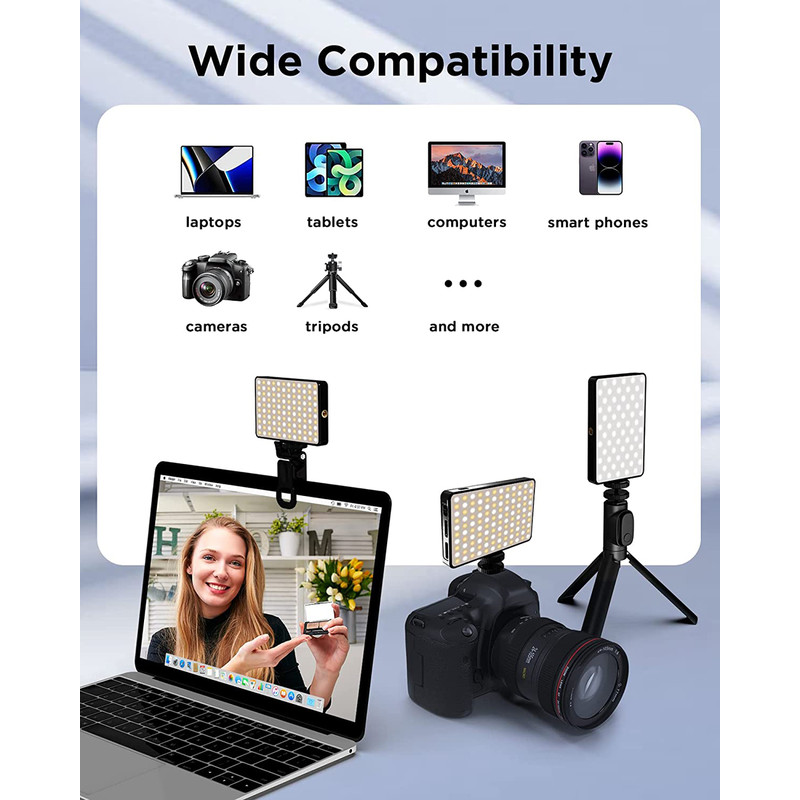 LED Selfie Light 120 LEDs Rechargeable Clip Light With 3 Light Modes Ring Light For Phone IPad Lapt 3