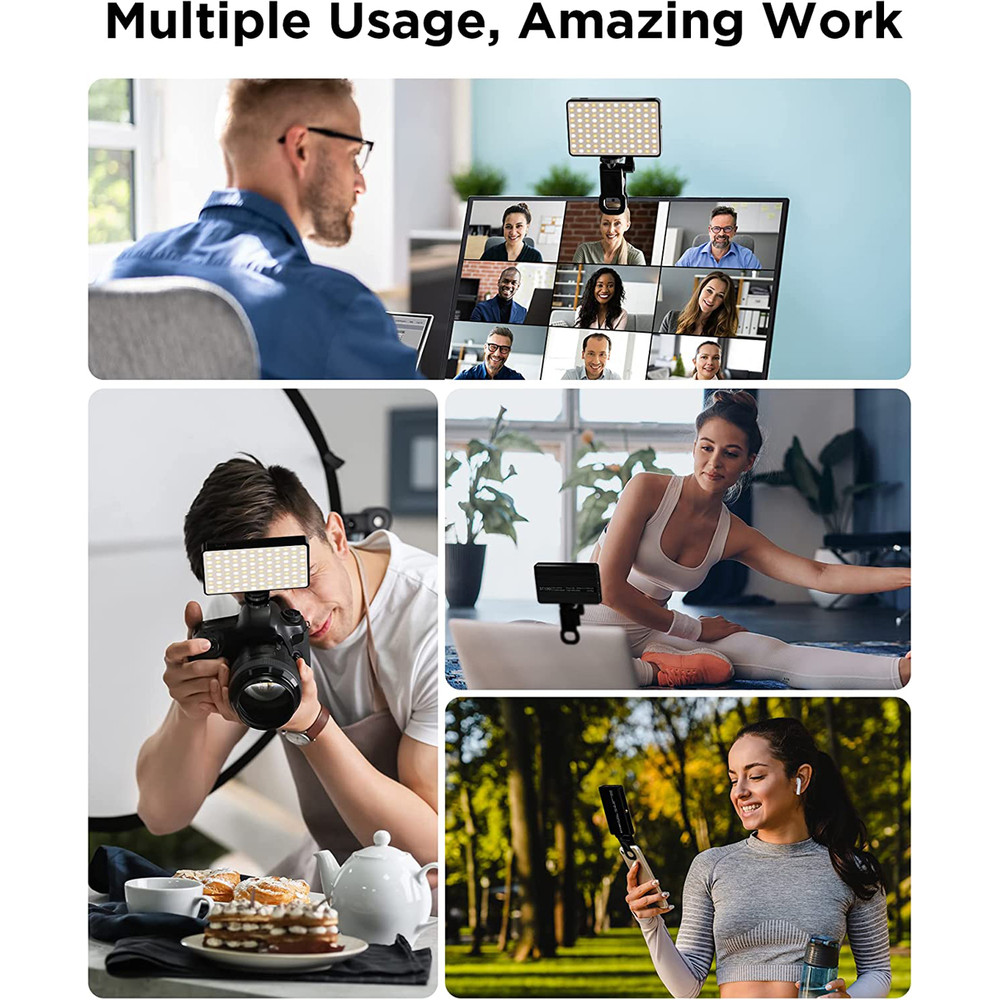 LED Selfie Light 120 LEDs Rechargeable Clip Light With 3 Light Modes Ring Light For Phone IPad Lapt 5