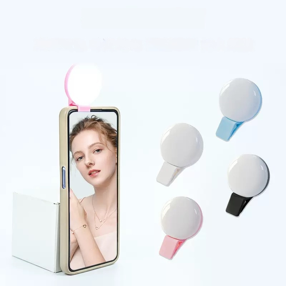 ClipOn Circle Light With Adjustable Brightness LED Selfie Ring Light For Phone Portable USB Recharg 0