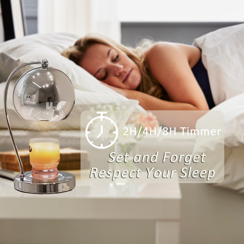 Scented Candle Lamp Apple Shape Wax, Chrome Candle Warmer Lamp With Timer and Dimmer, Romantic Aroma Diffuser Lamp