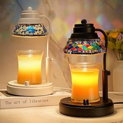 diamond lampshape wax melting lamp, colorful candle warmer lamp with timer and dimmer, adjustable height lattern