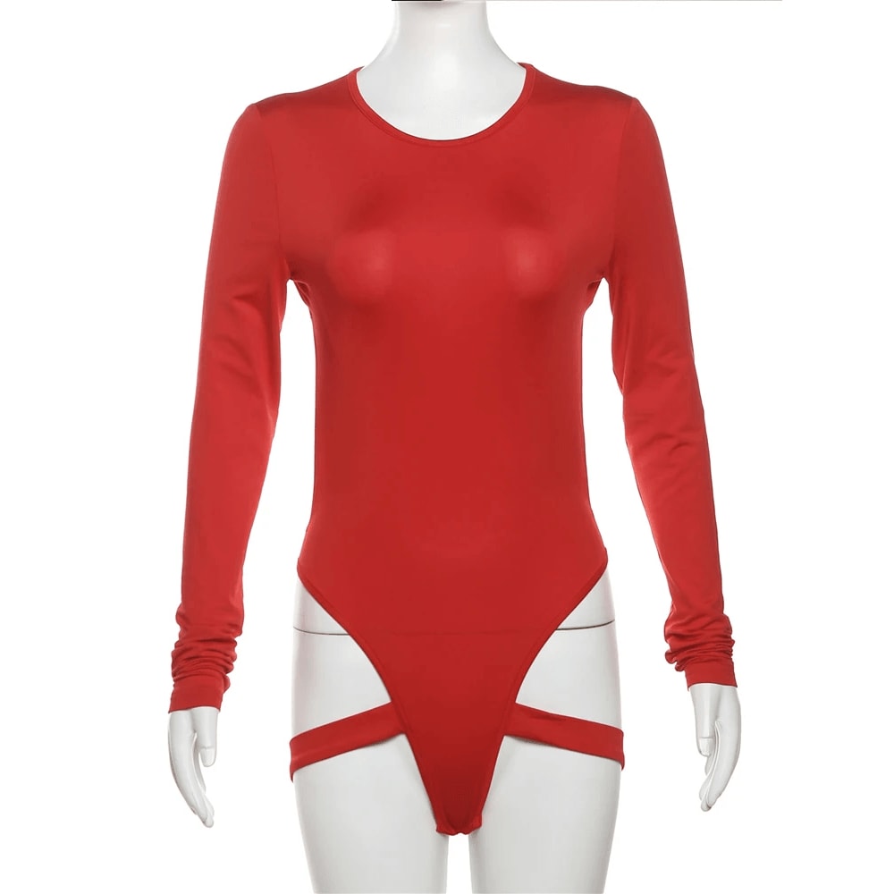 Sexy Hollow Back Bodysuit Bandage Chic Bodyshape Top for Women Summer LongSleeve Clubwear Hott