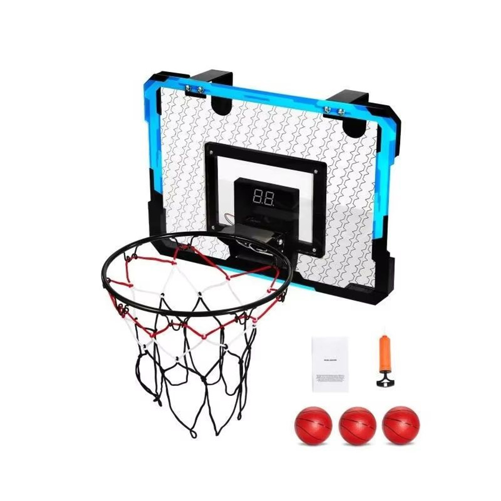 SucceBuy Kids Basketball Hoop Wall Mounted Indoor Toy With LED Lights  Scoreboard Foldable Goal For 0