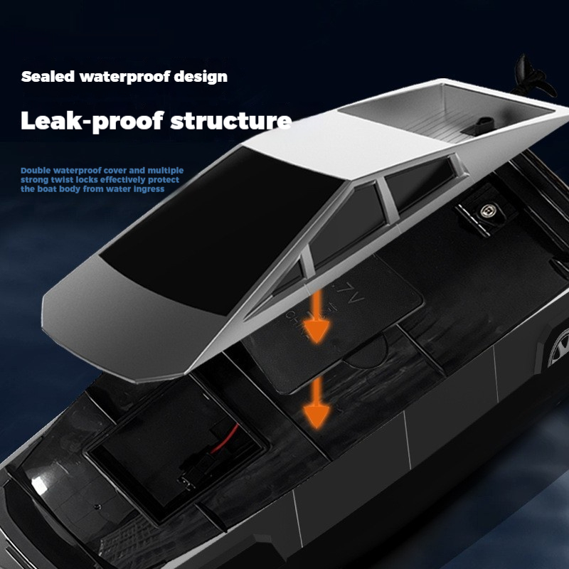 Cybertruck Style RC Boat 24GHz High Speed Remote Control Racing Ship Dual Motor Waterproof Recharge 3