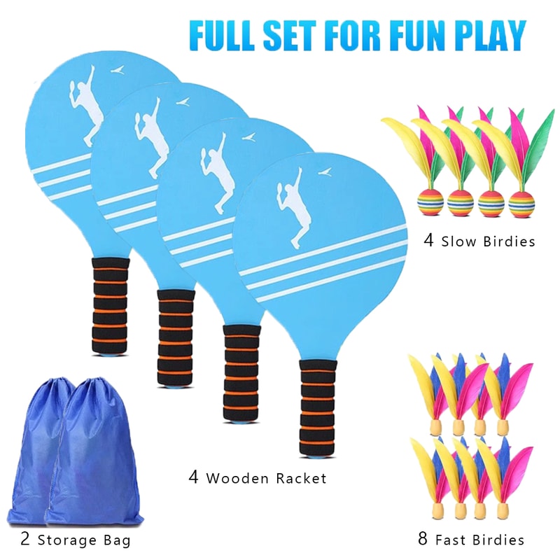 Kids Badminton Set, 2 Rackets & Birdies, Outdoor Sports Toys for Children, Family Beach Yard Games Gift for Boys & Girl