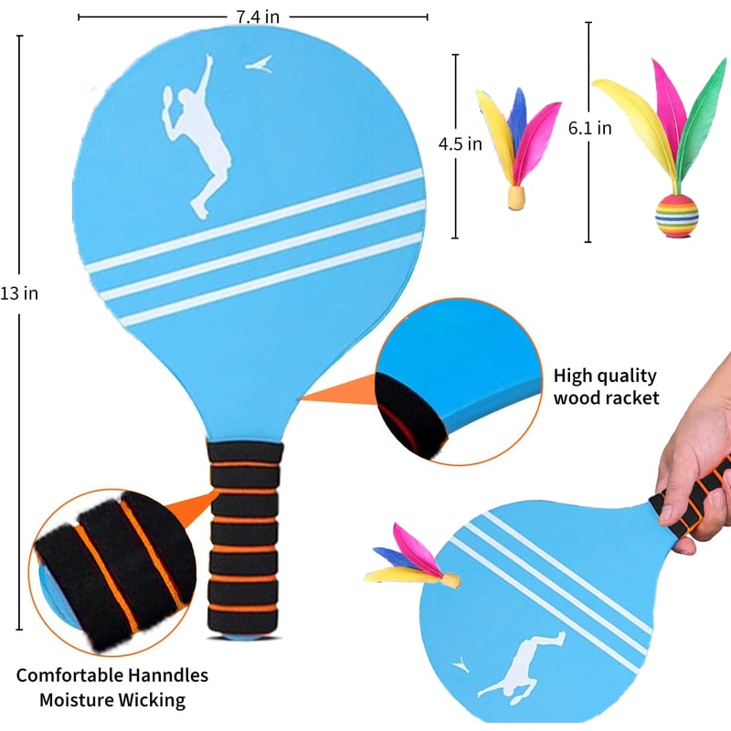 Kids Badminton Set, 2 Rackets & Birdies, Outdoor Sports Toys for Children, Family Beach Yard Games Gift for Boys & Girl