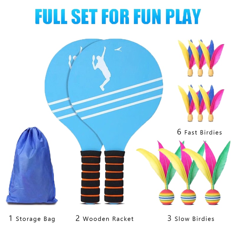 Kids Badminton Set, 2 Rackets & Birdies, Outdoor Sports Toys for Children, Family Beach Yard Games Gift for Boys & Girl