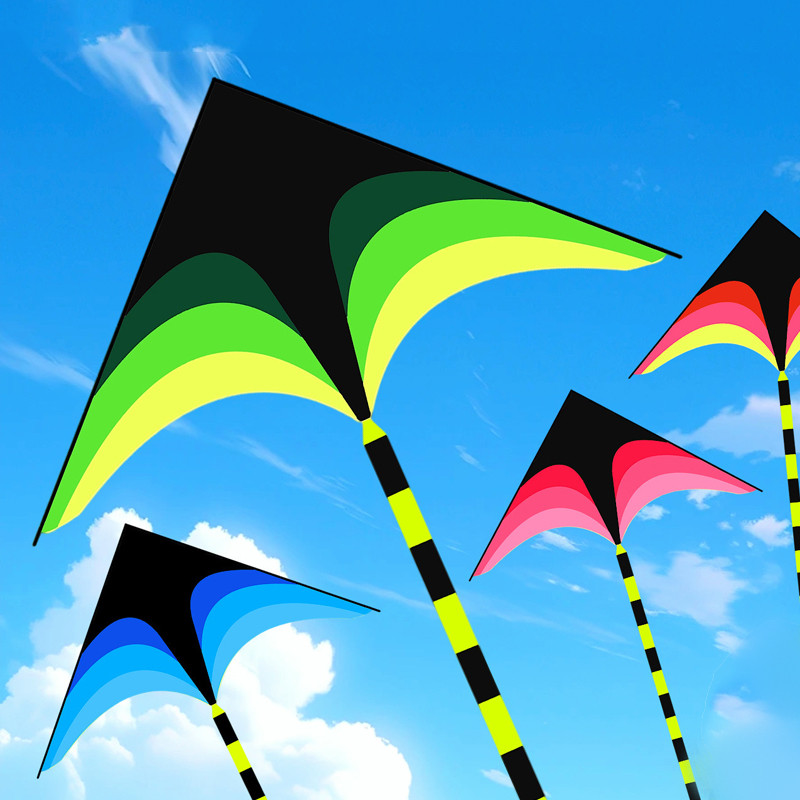 Large Delta Kite for Kids and Adults, Easy to Fly, Huge Green Design with 500cm Tail, Outdoor Toys with 100M Line