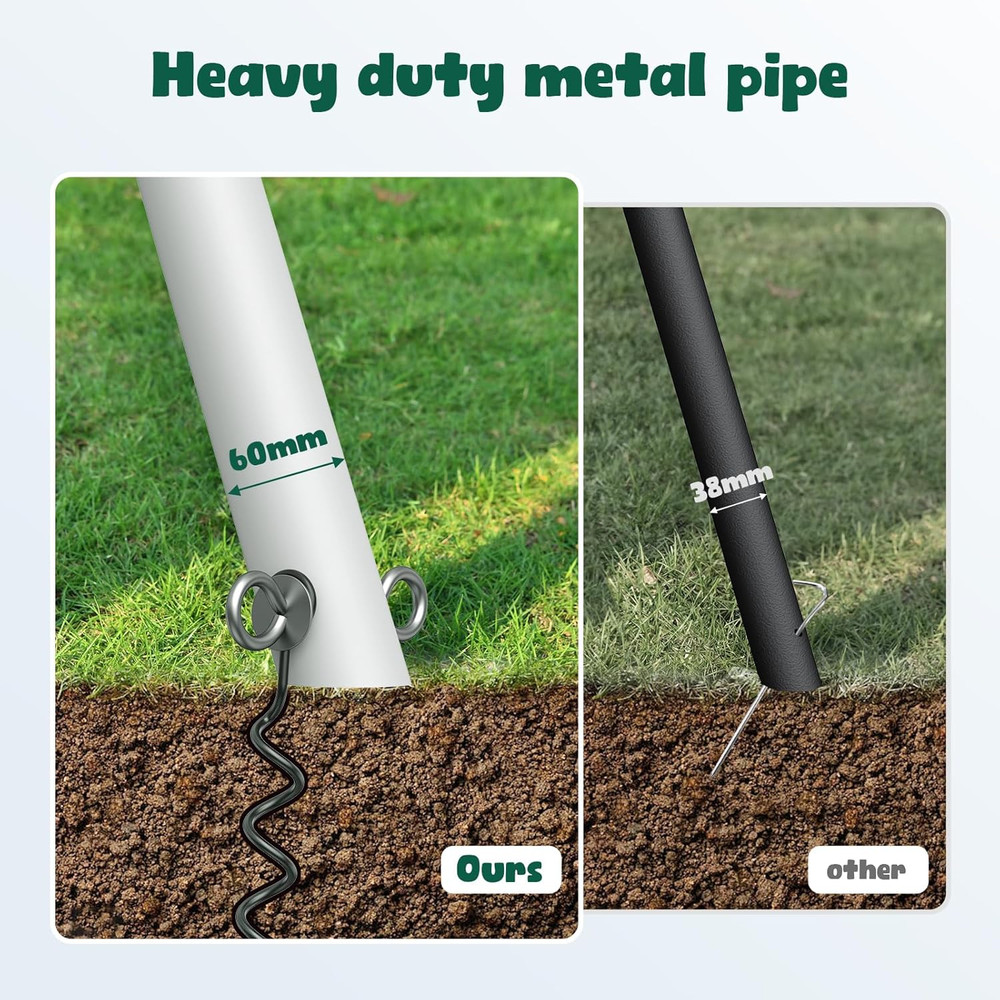 Hapfan Heavy Duty Metal Swing Set, 7.3ft Tall Outdoor Playset with 3 Swings, for Big Kids and Backyard Playgrounds