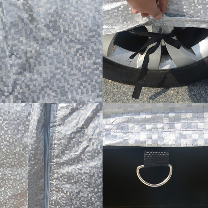 Universal Car Cover, All Weather Sunshade Half Cover, Sunblock Rain Heat Protection, Windproof Dustproof for Sedan Hatch