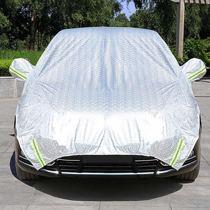 Universal Car Cover, All Weather Sunshade Half Cover, Sunblock Rain Heat Protection, Windproof Dustproof for Sedan Hatch