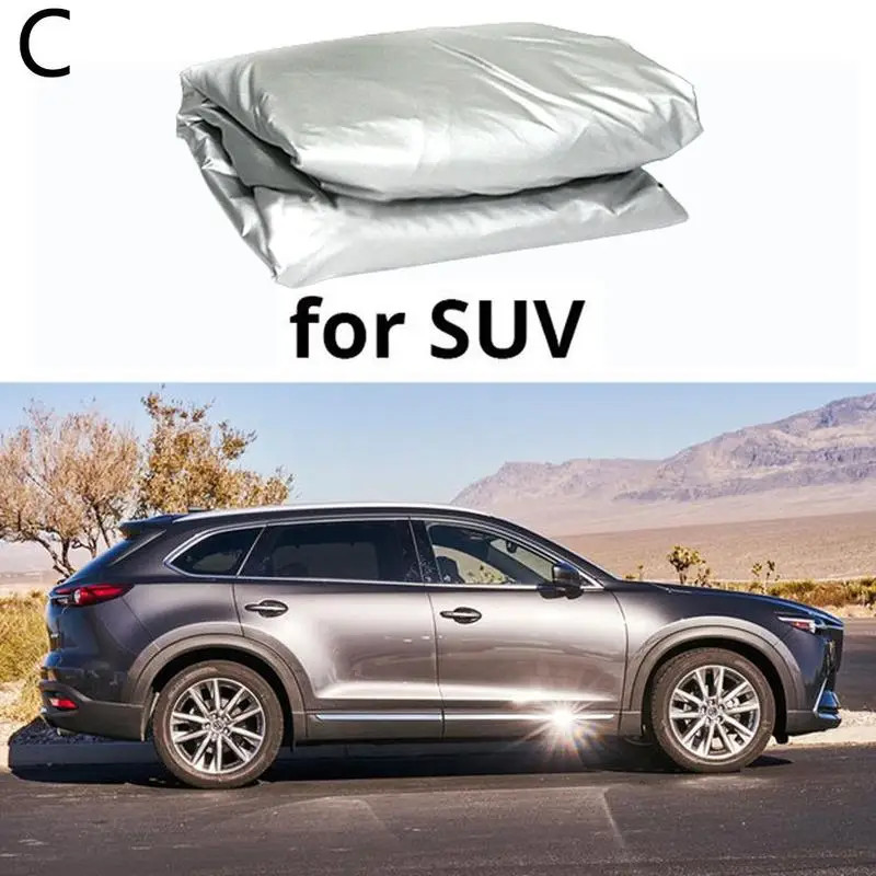 Universal Car Cover, All Weather Sunshade Half Cover, Sunblock Rain Heat Protection, Windproof Dustproof for Sedan Hatch