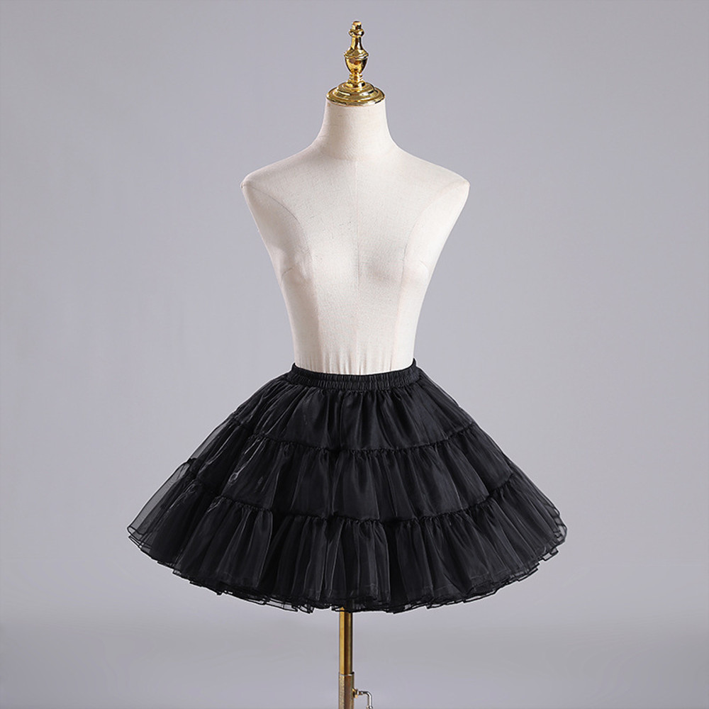 Short Ball Gown Underskirt, Lolita Petticoat for Cosplay, Rockabilly Crinoline with Two Bones, Ballet Tutu Puffy Slip