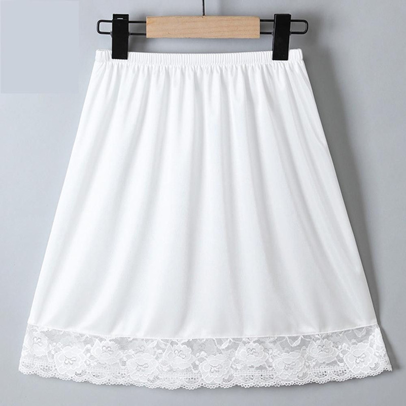 Kawaii High Waist Underskirt, Breathable JK Petticoat Slip, Anti Lighting Lace Edge Underskirt for Women, Black White