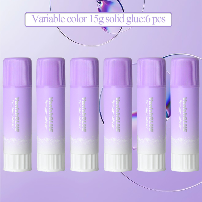 1PCS, 3PCS, 6PCS Purple Solid Glue Stick PVP Color Changing Glue, High Viscosity Student Stationery, School Supplies