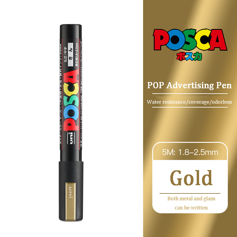 Uni Posca Acrylic Marker, PC 5M rotulador permanente, Paint Marker, POP Poster, Graffiti, Metal, Glass, Rock, Ceramics