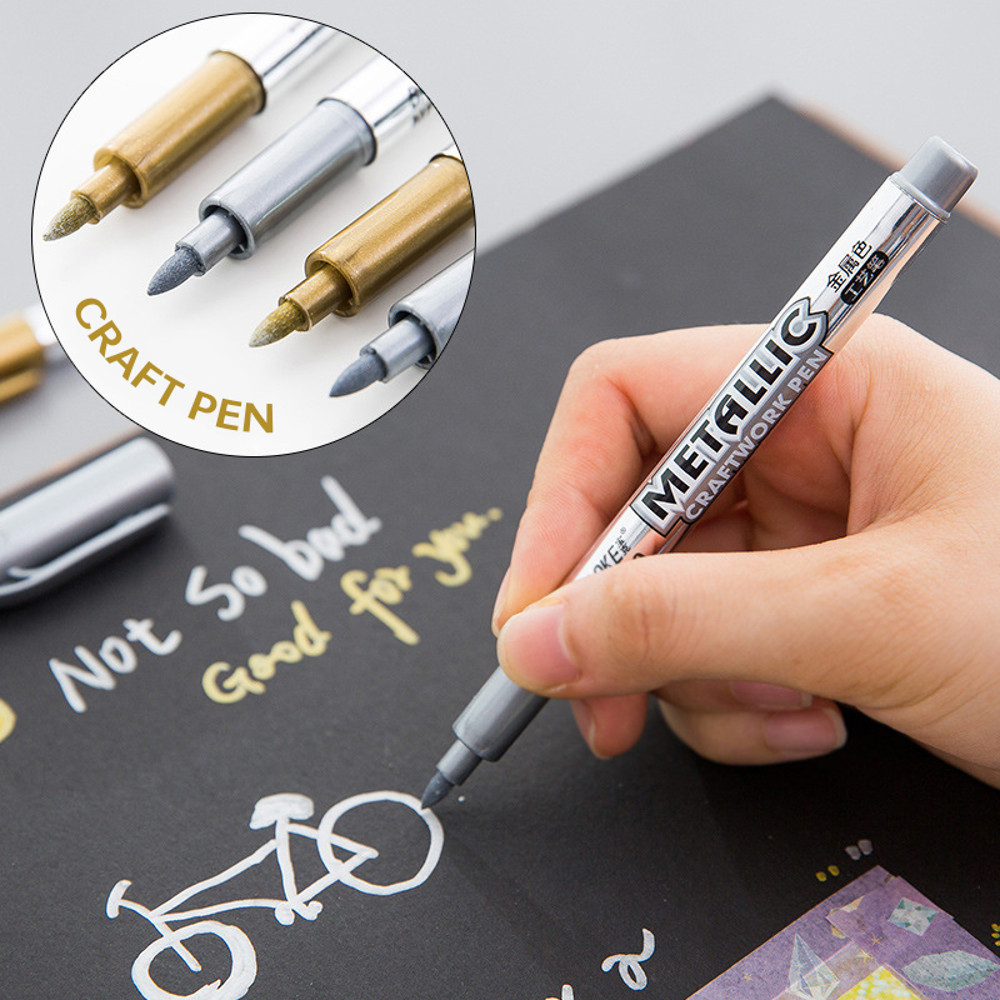 Waterproof Permanent Metallic Acrylic Pen Gold Silver Highlighter Marker For DIY Painting Back To S 0