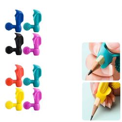 4pcs cartoon silicone grip holder, writing posture corrector, learning practice pen holder, writing grip stationery