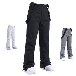 high quality skiing pants men women, waterproof windproof snowboard trousers, thick warm winter suspender pant plus size