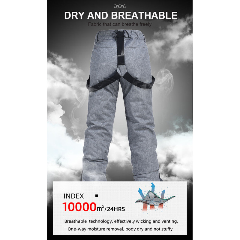High Quality Skiing Pants Men Women Waterproof Windproof Snowboard Trousers Thick Warm Winter Suspe 3