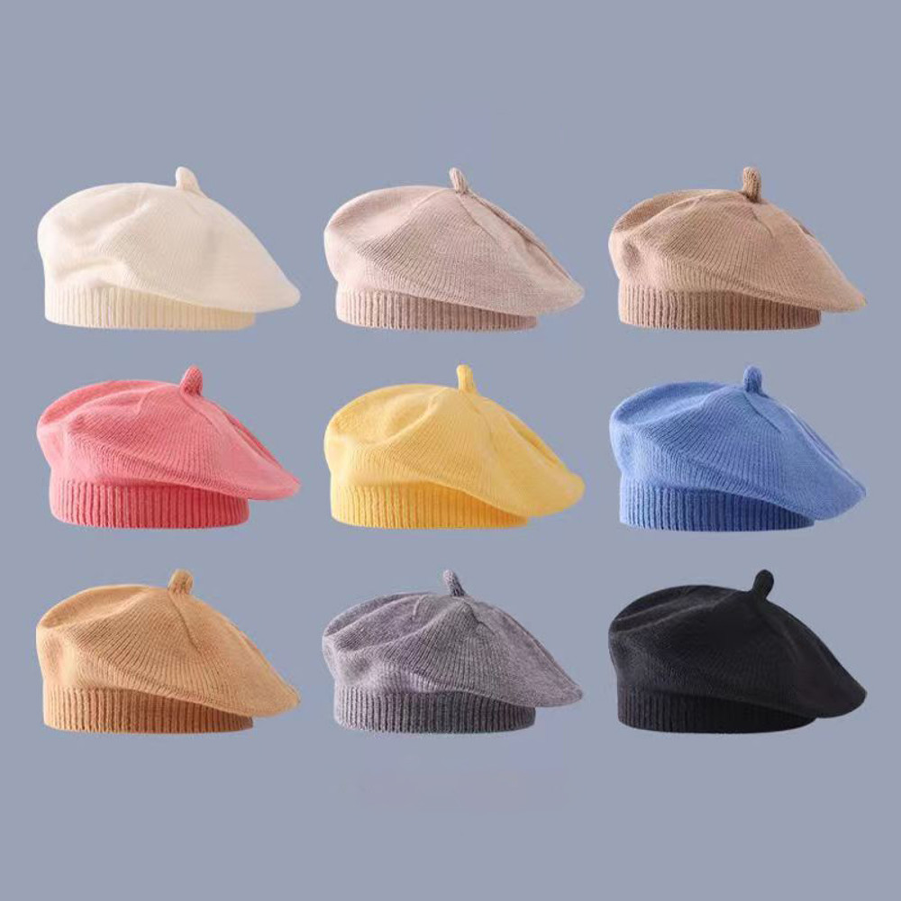 Fashion Cute Baby Knitted Beret Hat Solid Color Winter Cap For Kids Autumn Outdoor Bonnet Accessor 1
