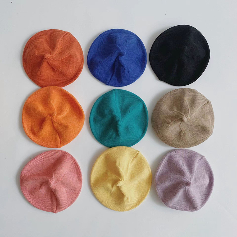 Fashion Cute Baby Knitted Beret Hat Solid Color Winter Cap For Kids Autumn Outdoor Bonnet Accessor 2