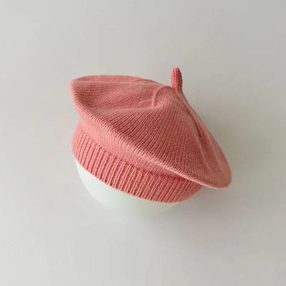 Fashion Cute Baby Knitted Beret Hat Solid Color Winter Cap For Kids Autumn Outdoor Bonnet Accessor 8