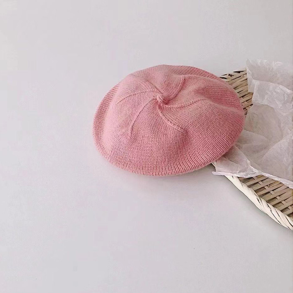 Fashion Cute Baby Knitted Beret Hat Solid Color Winter Cap For Kids Autumn Outdoor Bonnet Accessor 12
