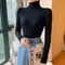 Winter Women Long Sleeve Knitted Sweater Soft Warm Fold Over Turtleneck Ribbed Pullover Jumper Fem 12