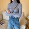 Winter Women Long Sleeve Knitted Sweater Soft Warm Fold Over Turtleneck Ribbed Pullover Jumper Fem 18