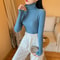 Winter Women Long Sleeve Knitted Sweater Soft Warm Fold Over Turtleneck Ribbed Pullover Jumper Fem 21