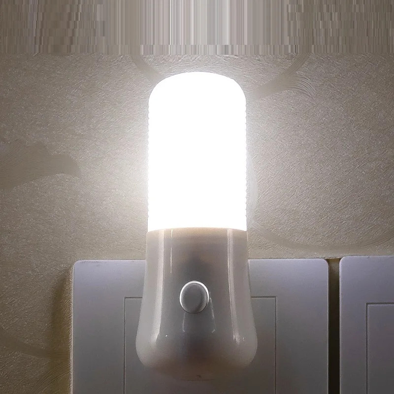 Plug Night Lights LED with Push Button Switch. Bedroom Bedside Lamp for Baby Room, Corridor Home Decor Wall Socket Lamp