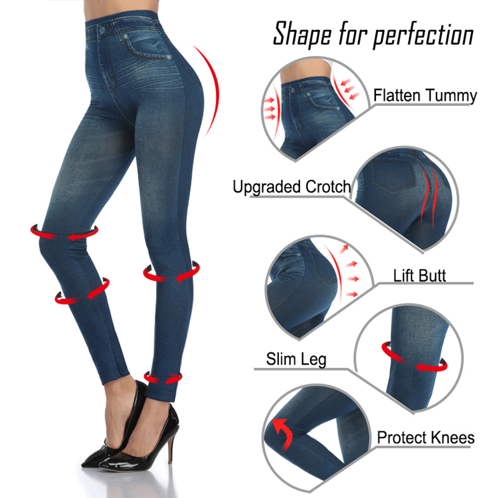 Sexy Printing Faux Denim Leggings For Women Miss Moly Slim Fit Stretchable Jeans Pants Summer Casua 3