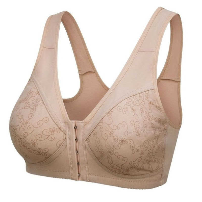 Soft, Seamless, Wireless Bra for Women, Plus Size Front Button Bra with Wide Comfort Straps