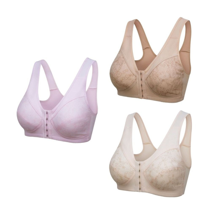 Soft, Seamless, Wireless Bra for Women, Plus Size Front Button Bra with Wide Comfort Straps