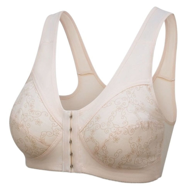 Soft, Seamless, Wireless Bra for Women, Plus Size Front Button Bra with Wide Comfort Straps