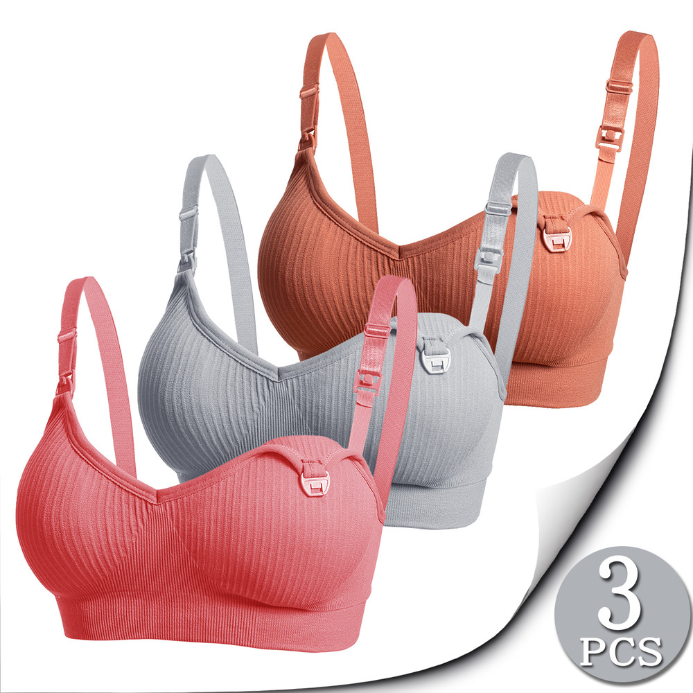 Breastfeeding Bra, 3-Piece Set, Open Bra for Pregnant Women, Multicolor Nursing Underwear