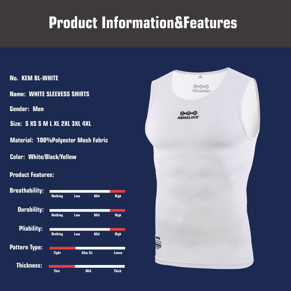 Breathable Cycling Base Layer Quick Dry MTB Vest Cool Cycle Sleevess For Summer 2023 White Bike Und 1