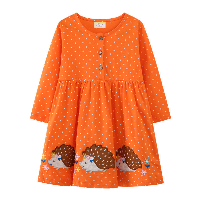 Jumping Meters Girls Dress 27T Dancing Baby Long Sleeve Cute Party Dress With Animals Applique And 2