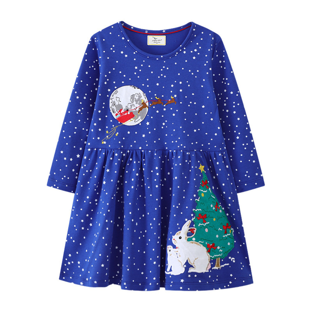 Jumping Meters Girls Dress 27T Dancing Baby Long Sleeve Cute Party Dress With Animals Applique And 6