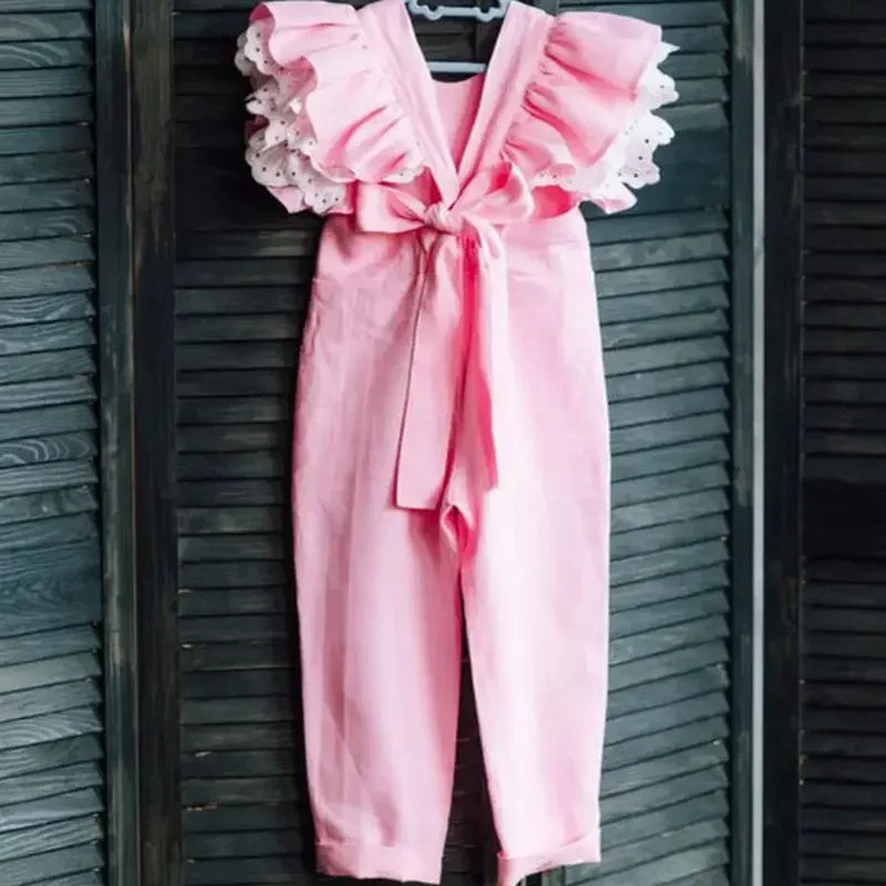 Princess Costume Jumpsuit, Ruffle Sleeve Overalls for Toddler Girls, Summer Baby Bodysuit, Party and Wedding Clothing