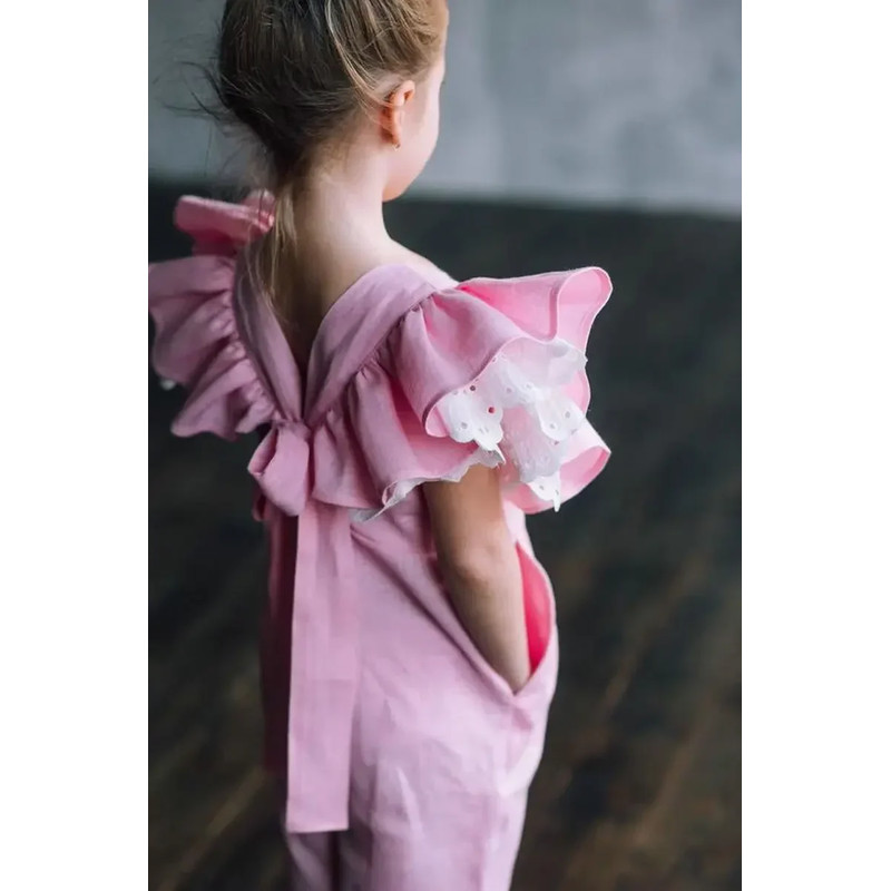 Princess Costume Jumpsuit, Ruffle Sleeve Overalls for Toddler Girls, Summer Baby Bodysuit, Party and Wedding Clothing