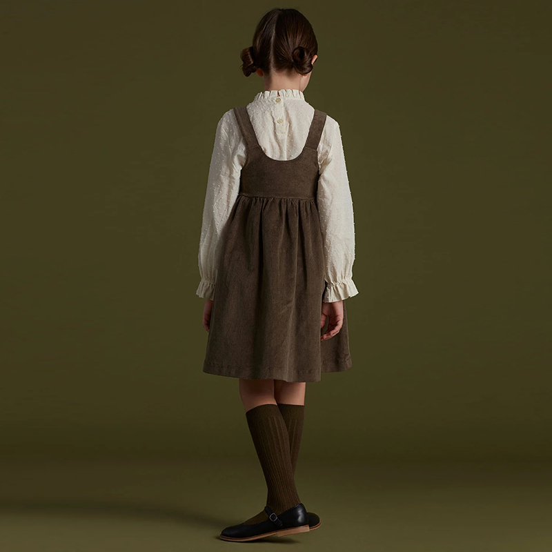 Autumn Fashion Girls Corduroy Dress Retro Style Adjustable Straps Casual Loose Fit Sleeveless Ruche 4