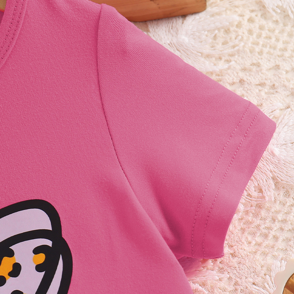 Girls Knitted Skirt Dress, Love Leopard Print, Short Sleeve Round Neck, Summer Thin Fashion Casual Dress, Childrens