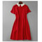 New Style Dress, Fashionable Doll Neck, Slim Fit A Line Skirt, Soft Red, Age Reducing Design