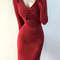 Vintage Knit Dress Red Bodycon Womens Crochet Cover Up Elegant Midi Knee Length Dress Luxury Clothi 1